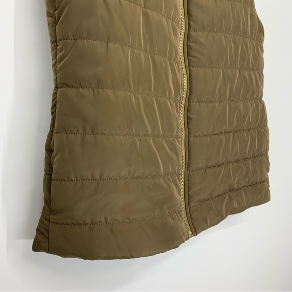 Michael Kors Golden Olive Brown Full Zip Puffer Vest With Gold Hardware Sz Small - Picture 4 of 16